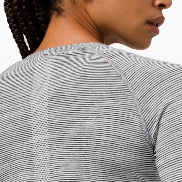 LULULEMON Swiftly Tech 2.0 Striped Gray Long Sleeve Top Shirt - Picture 3 of 9